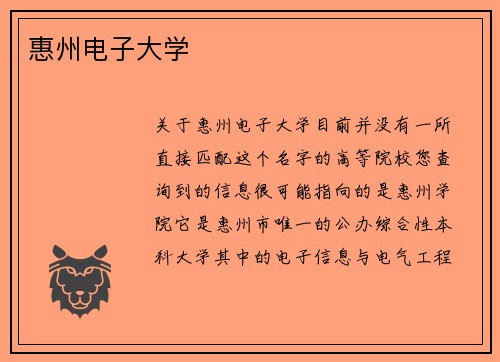 惠州电子大学
